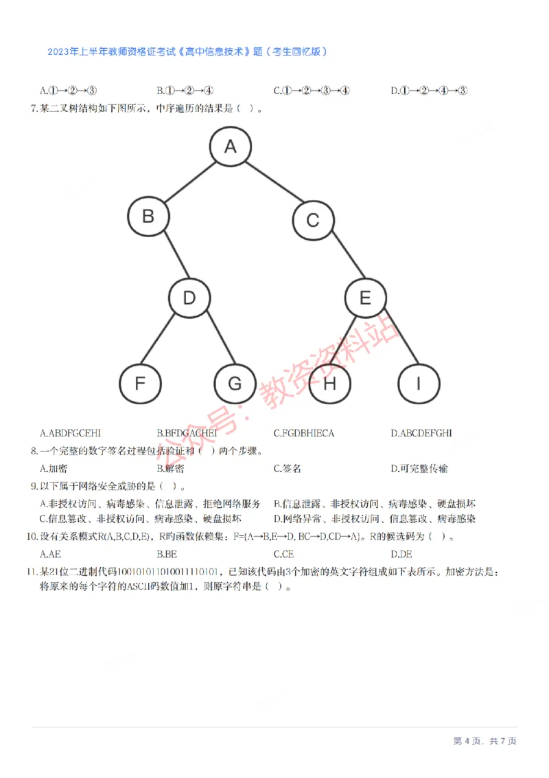 2023年上半年高中《信息技术》教师资格证笔试真题及答案解析_教资_33教资笔试历年真题汇总（科一+科二+科三）_科三真题_02高中科三各科电子资料包合集_信息（资料文档）
