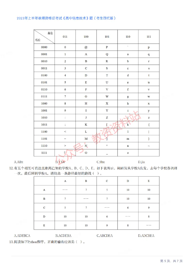 2023年上半年高中《信息技术》教师资格证笔试真题及答案解析_教资_33教资笔试历年真题汇总（科一+科二+科三）_科三真题_02高中科三各科电子资料包合集_信息（资料文档）