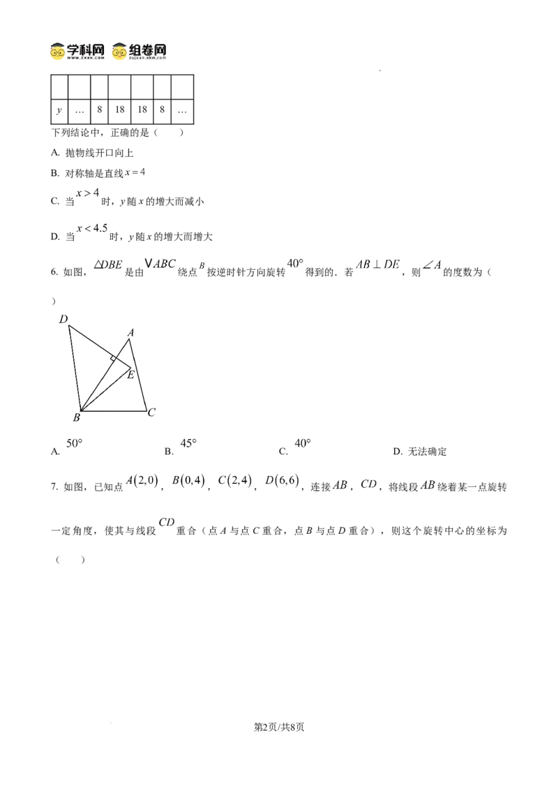 精品解析：广东省广州市越秀区执信中学2024-2025学年九年级上学期期中数学试卷（原卷版）_广州九上月考+期中+期末+一模二模+中考真题_2024年秋九年级上学期期中考试试卷和答案解析