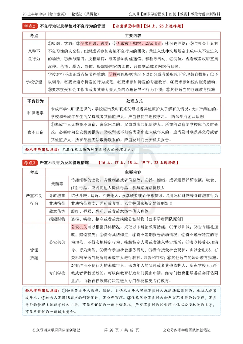26上中学《综合素质》一轮笔记_教资_26上西米学府一轮重点笔记（中学科一）
