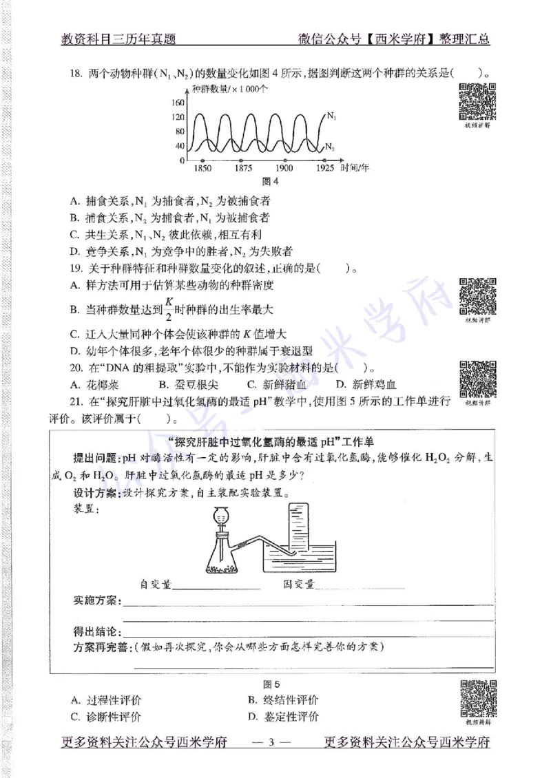 15年上-高中生物-真题及答案解析_教资_25下资料合集二_25下最新科三知识点汇编+思维导图-高中_09.生物_02.历年真题