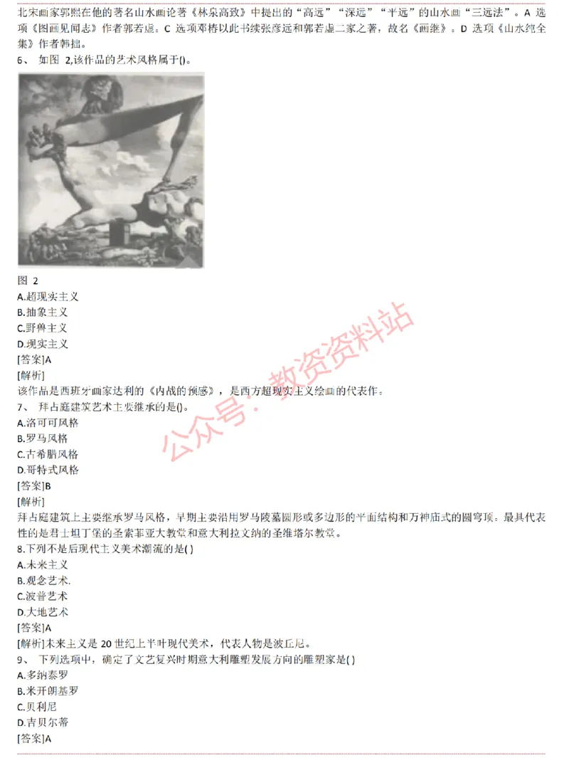 2015上-2019上高中美术学科知识历年真题及解析_教资_33教资笔试历年真题汇总（科一+科二+科三）_科三真题_02高中科三各科电子资料包合集_美术（资料文档）_高中美术