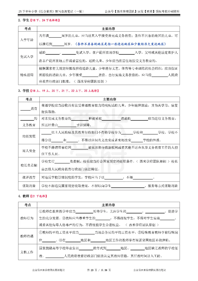 25下小学-综合素质-一轮默写自测笔记_教资_25下资料合集二_2025下一轮默写本_小学：一轮笔记重点笔记默写本