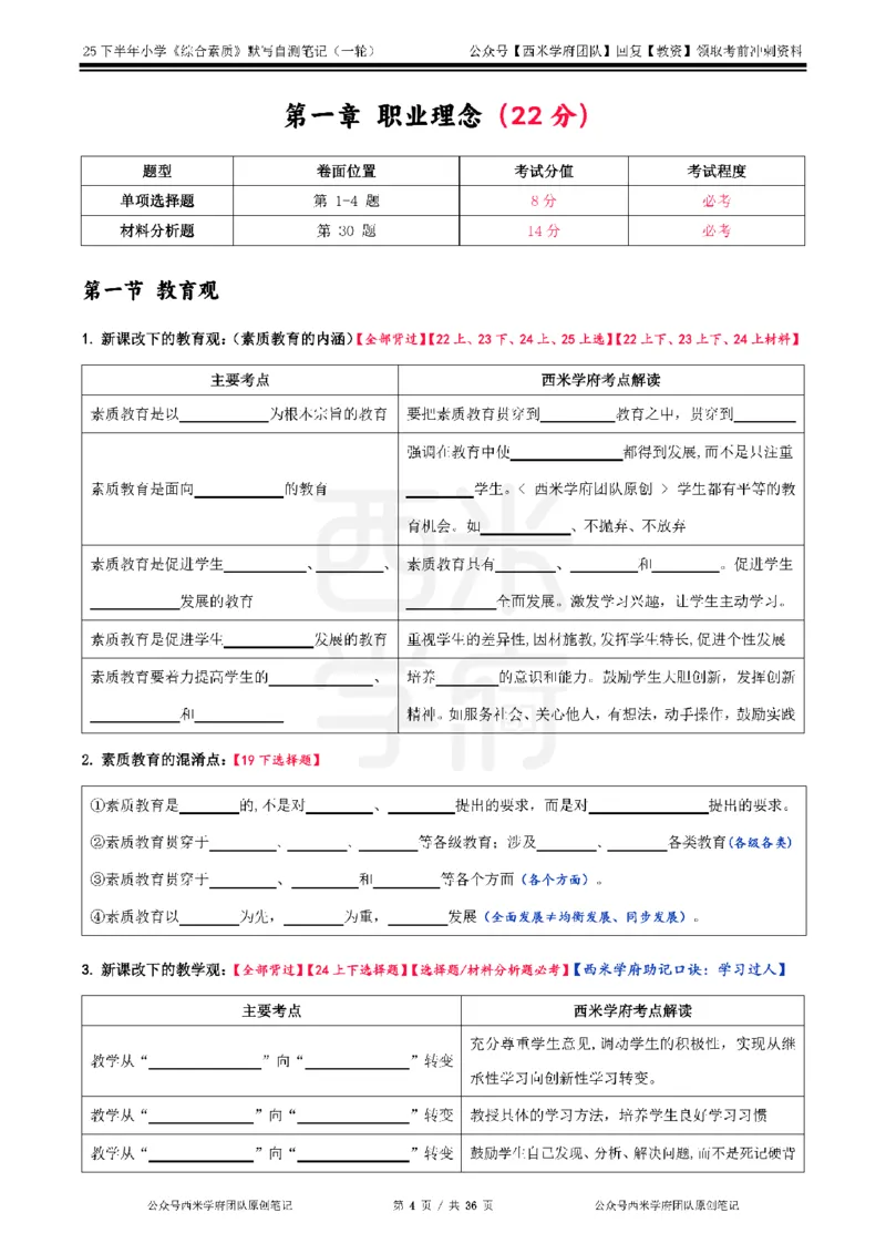 25下小学-综合素质-一轮默写自测笔记_教资_25下资料合集二_2025下一轮默写本_小学：一轮笔记重点笔记默写本
