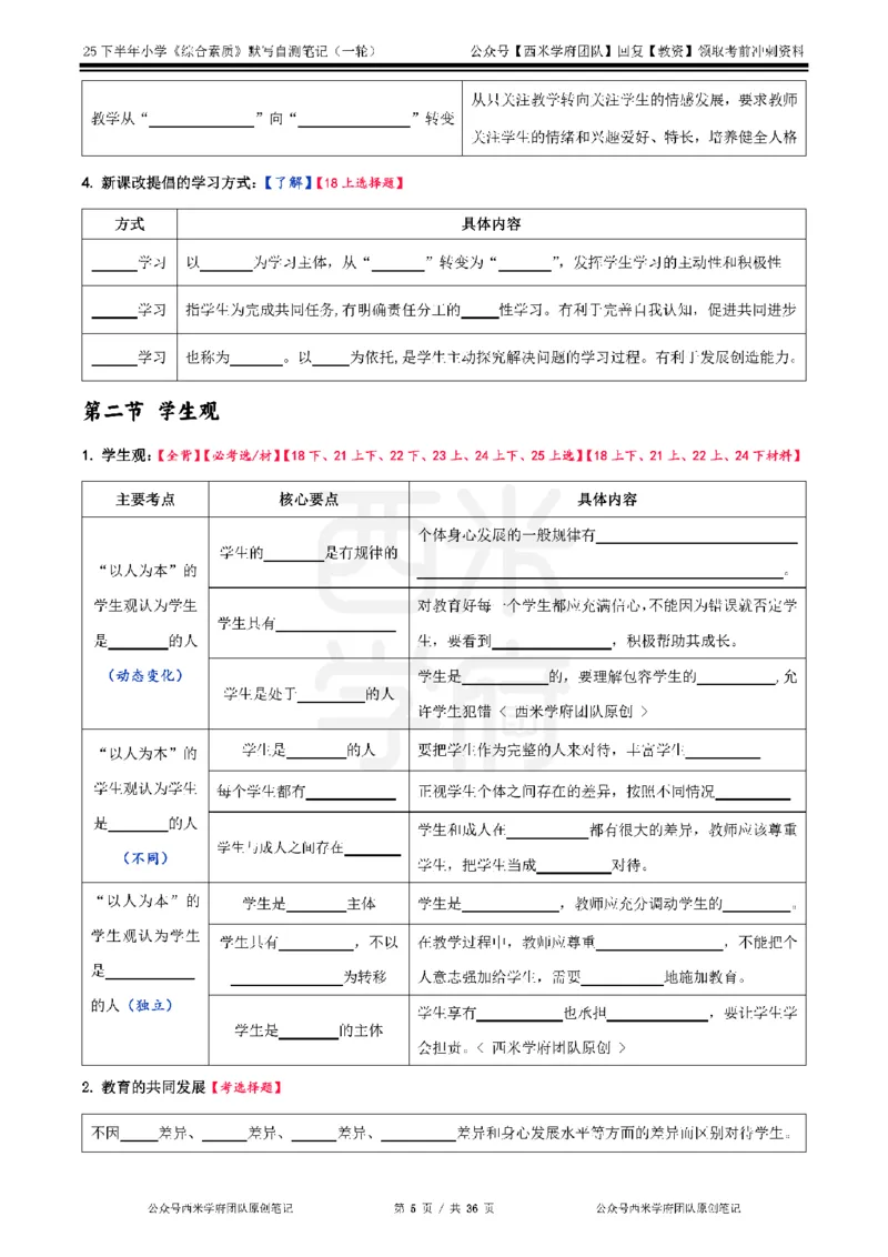 25下小学-综合素质-一轮默写自测笔记_教资_25下资料合集二_2025下一轮默写本_小学：一轮笔记重点笔记默写本