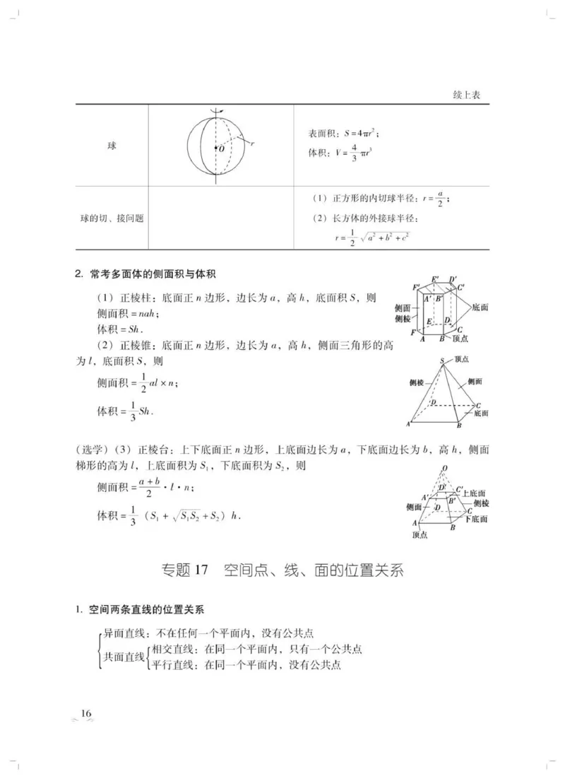 数学春季高考历年常考公式归纳_普高真题卷_广东数学普高学考(春考)_复习资料