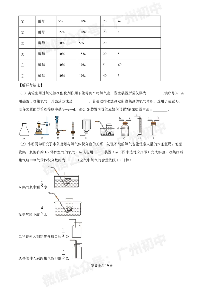黄埔区黄埔军校中学2024-2025学年九年级9月月考化学试题_广州九上月考+期中+期末+一模二模+中考真题_九上月考_初三上十月考