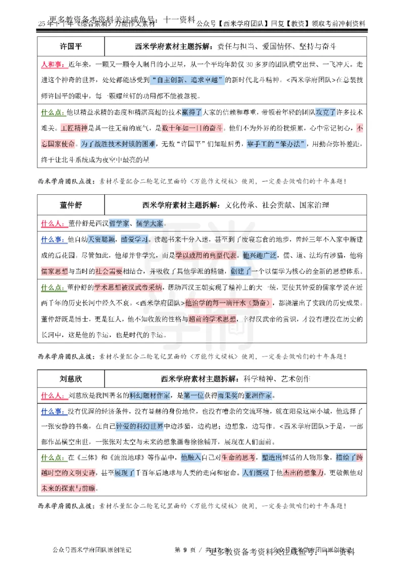 25下作文42个人物素材_教资_初高中2026教资_25下教师资格证_作文素材