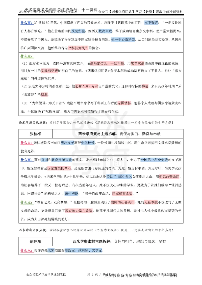 25下作文42个人物素材_教资_初高中2026教资_25下教师资格证_作文素材