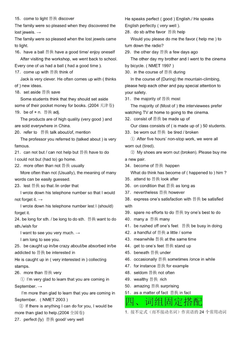 英语知识点归纳总结整理版本_普高真题卷_广东英语普高学考(春考)_复习资料