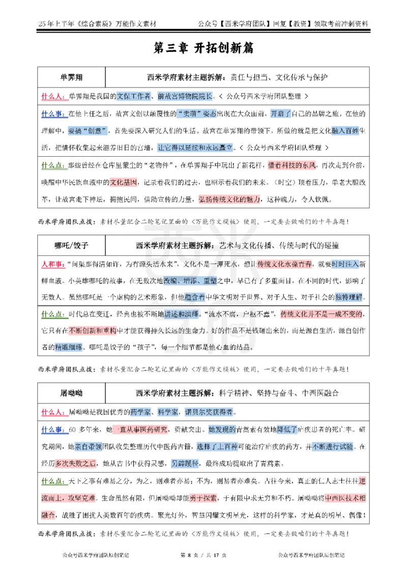 25上作文42个人物素材&middot;_教资_282026上教资笔试&middot;作文资料_25上-旧资料_西米学府25下作文42个人物素材+哪吒2素材运用