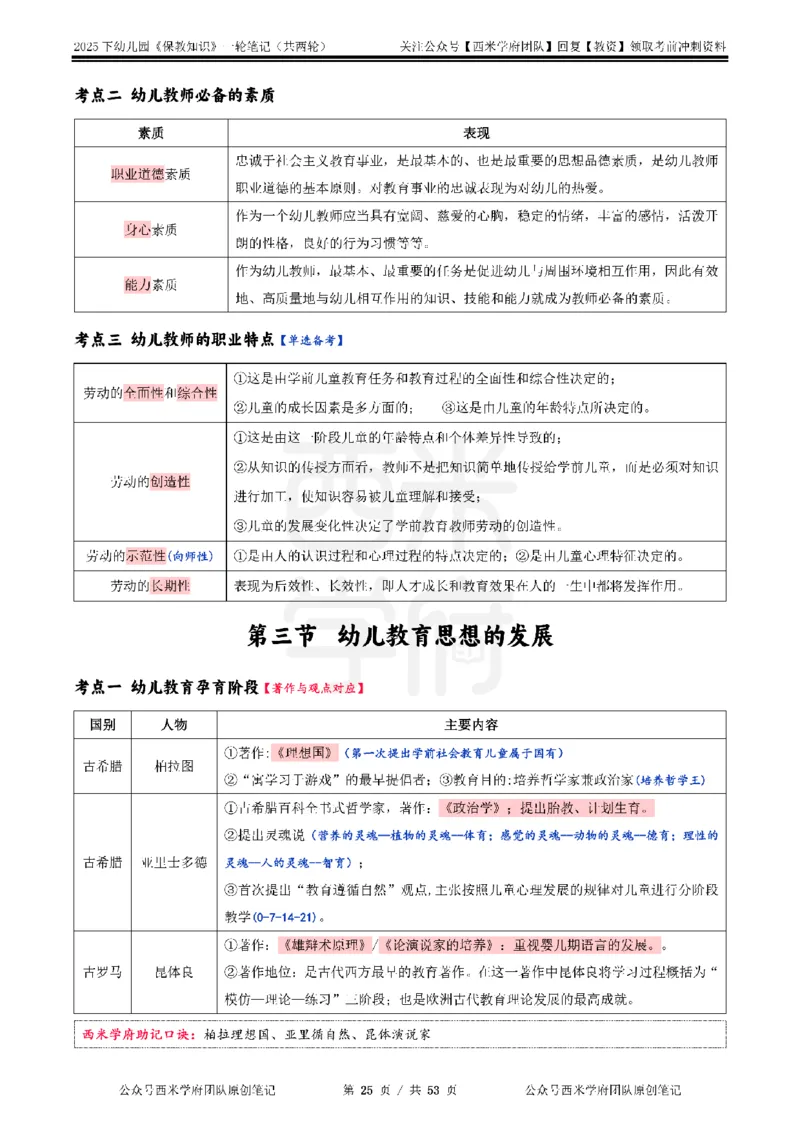 25下幼儿-保教知识与能力一轮笔记_教资_26上西米学府一轮重点笔记（幼儿科一）_0125下重点笔记+习题