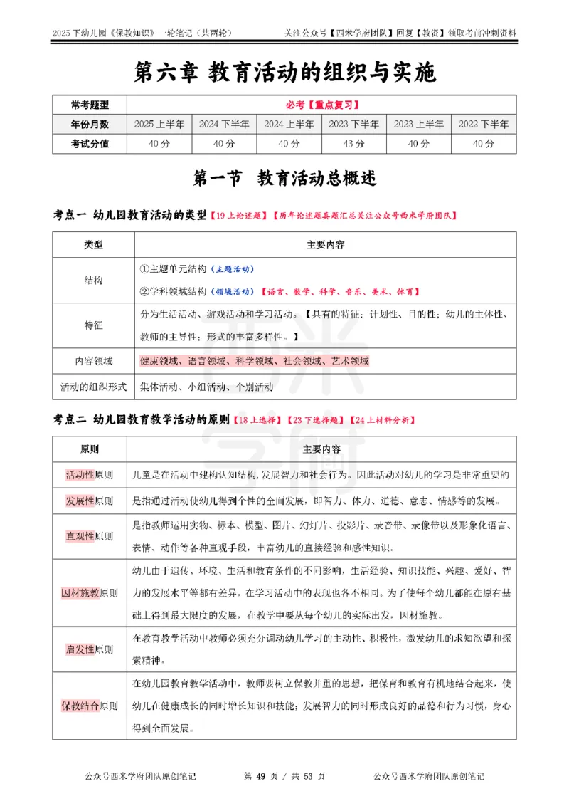 25下幼儿-保教知识与能力一轮笔记_教资_26上西米学府一轮重点笔记（幼儿科一）_0125下重点笔记+习题