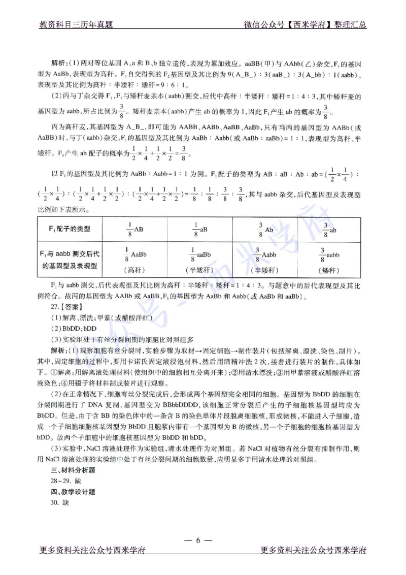 21年下-高中生物真题-答案_教资_25下资料合集二_25下最新科三知识点汇编+思维导图-高中_09.生物_02.历年真题