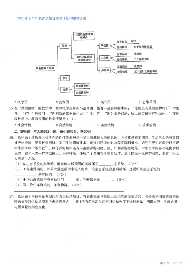 2023年下半年《初中生物》真题_教资_33教资笔试历年真题汇总（科一+科二+科三）_科三真题_02初中科三各科电子资料包合集_生物（资料文档）_初中生物_01科三真题