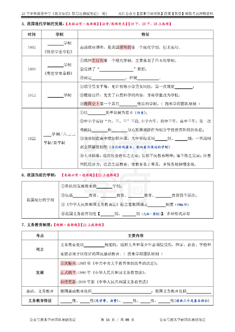 25下中学-教育知识-一轮默写自测笔记_教资_25下资料合集二_2025下一轮默写本_中学：一轮笔记重点笔记默写本