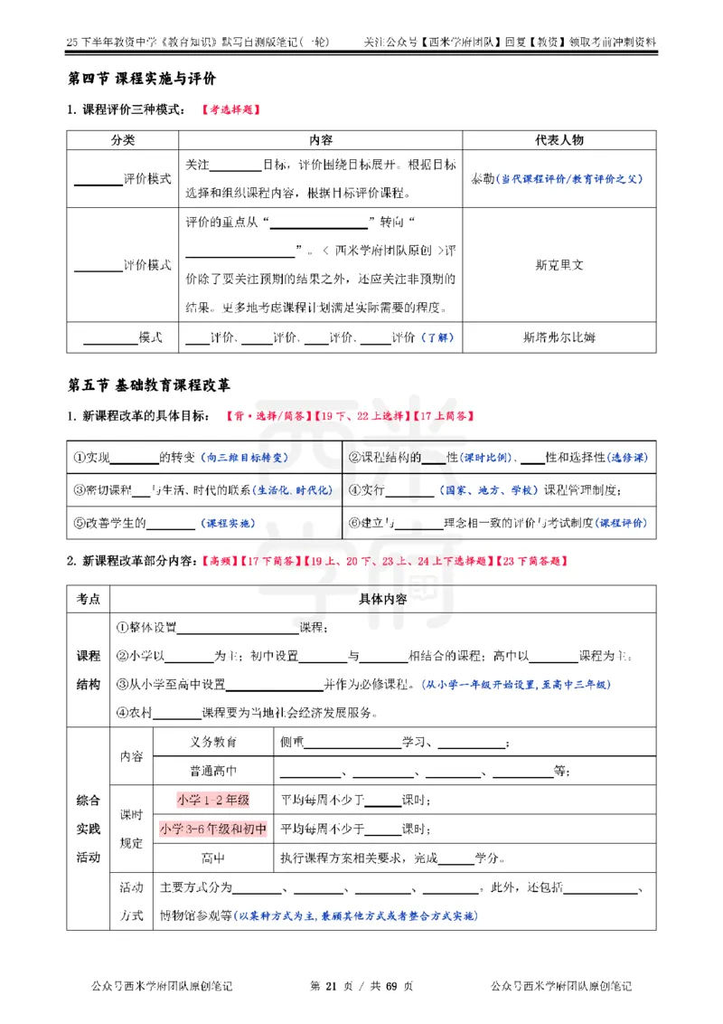 25下中学-教育知识-一轮默写自测笔记_教资_25下资料合集二_2025下一轮默写本_中学：一轮笔记重点笔记默写本
