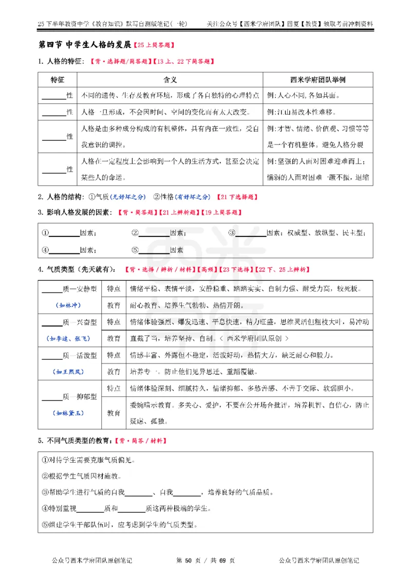 25下中学-教育知识-一轮默写自测笔记_教资_25下资料合集二_2025下一轮默写本_中学：一轮笔记重点笔记默写本