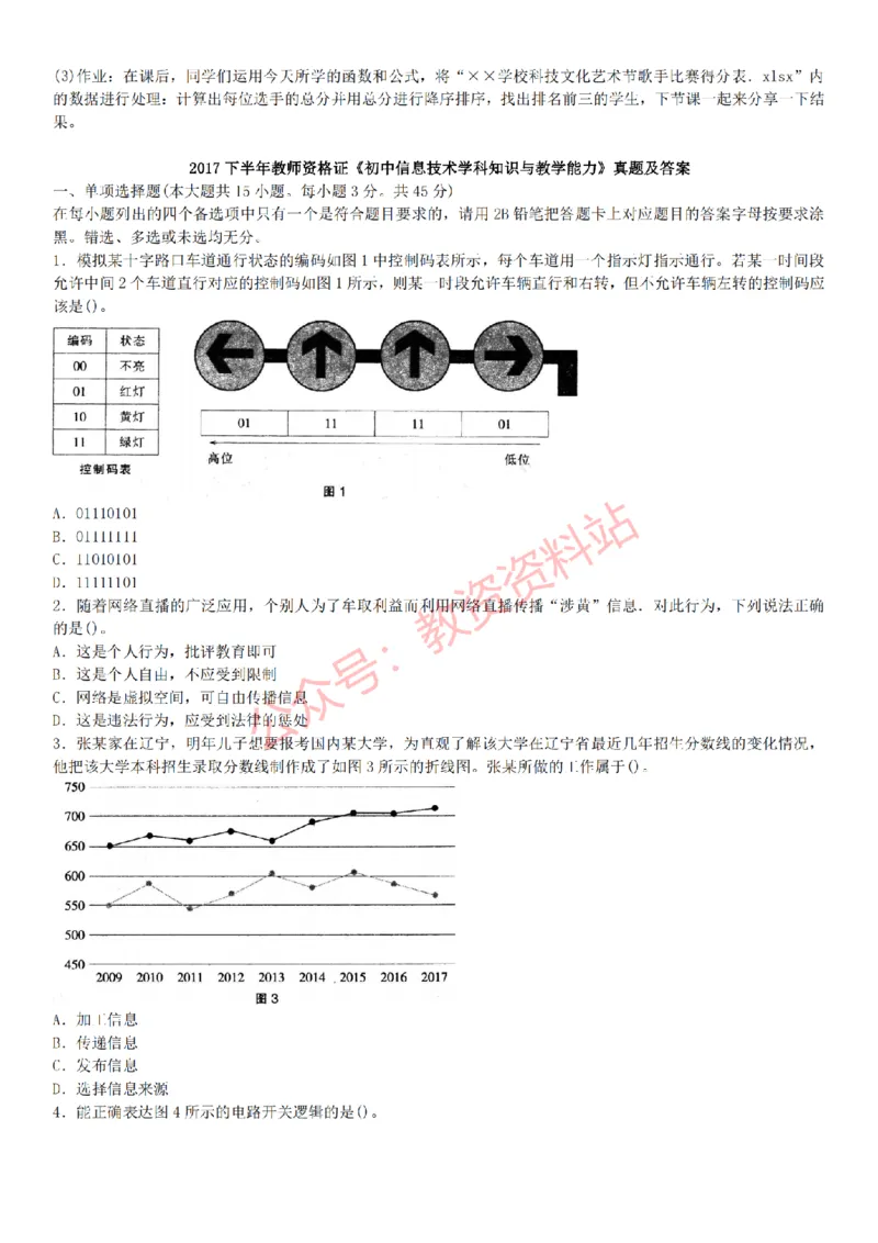 2015上-2019上初中信息技术学科知识历年真题及解析_教资_33教资笔试历年真题汇总（科一+科二+科三）_科三真题_02初中科三各科电子资料包合集_信息（资料文档）_初中信息