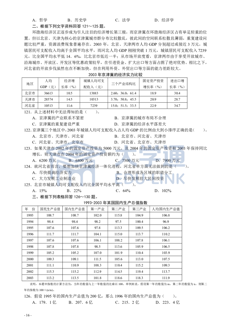 2005年国家公务员考试《行测》真题卷（一）_2000-2025国考行测PDF