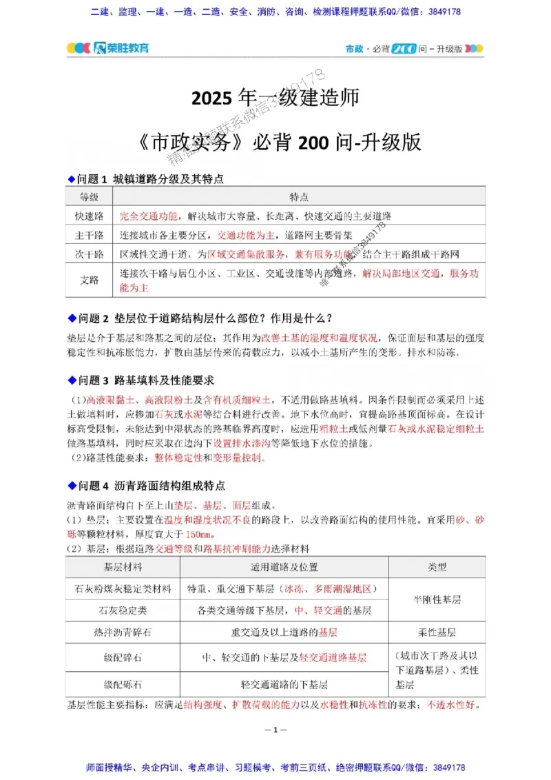 2025年一建市政200问-升级版_2026年一级建造师_2026年一建市政_2025年一建市政SVIP_01-精华文档✿电子教材✿历年真题_68-市政《200问-升级班》RS推荐