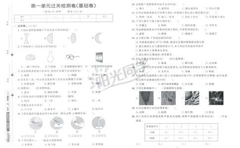 阳光同学全优好卷：六年级科学上G_25秋小学语数英习题试卷_科学_科学《阳光同学全优好卷》教科25秋(1)