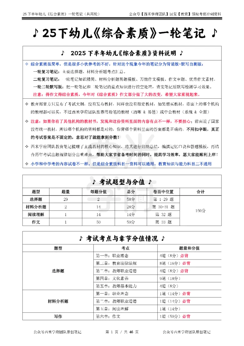 25下幼儿-综合素质一轮笔记_教资_26上西米学府一轮重点笔记（幼儿科一）_0125下重点笔记+习题