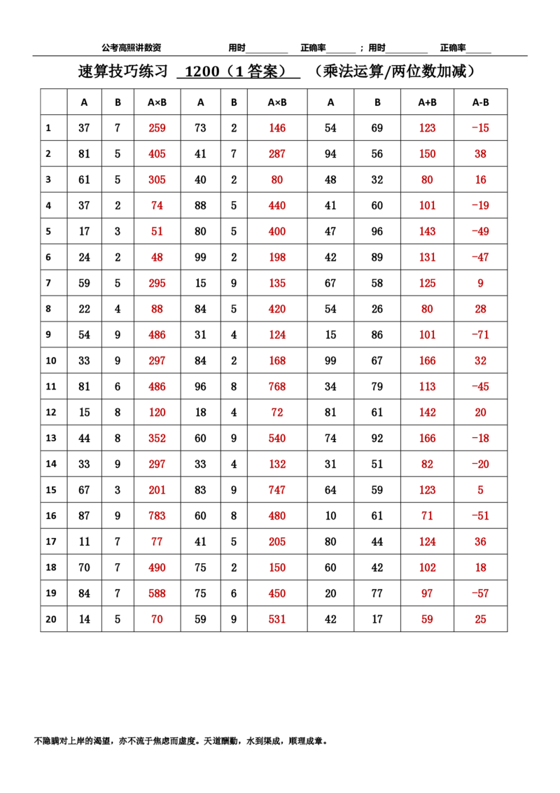 新速算1193-1202（答案版）_2026考公资料_超格合集_数资高照合集_速算高照抖音速算直播课_速算每日打卡题