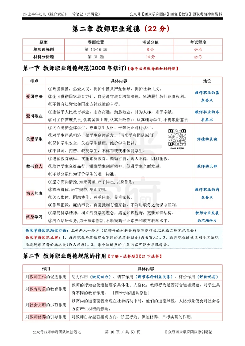 26上幼儿园《综合素质》一轮笔记_教资_西米学府26上教资一轮重点笔记_26上西米学府一轮重点笔记（幼儿科一）