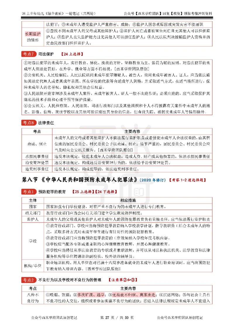 26上幼儿园《综合素质》一轮笔记_教资_西米学府26上教资一轮重点笔记_26上西米学府一轮重点笔记（幼儿科一）