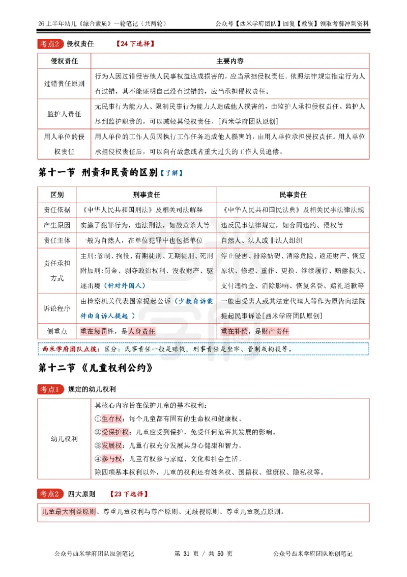 26上幼儿园《综合素质》一轮笔记_教资_西米学府26上教资一轮重点笔记_26上西米学府一轮重点笔记（幼儿科一）