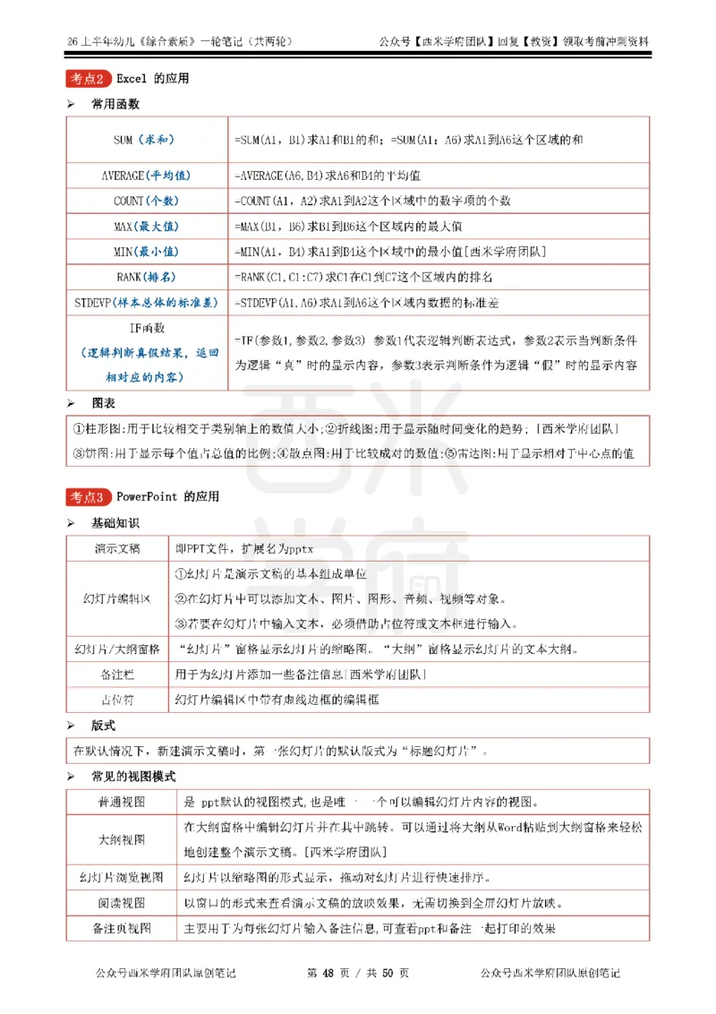 26上幼儿园《综合素质》一轮笔记_教资_西米学府26上教资一轮重点笔记_26上西米学府一轮重点笔记（幼儿科一）