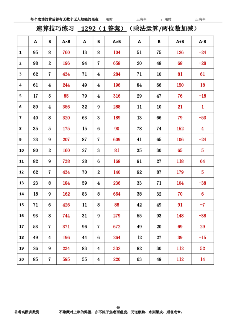 新速算1283-1292（答案版）_2026考公资料_超格合集_数资高照合集_速算高照抖音速算直播课_速算每日打卡题