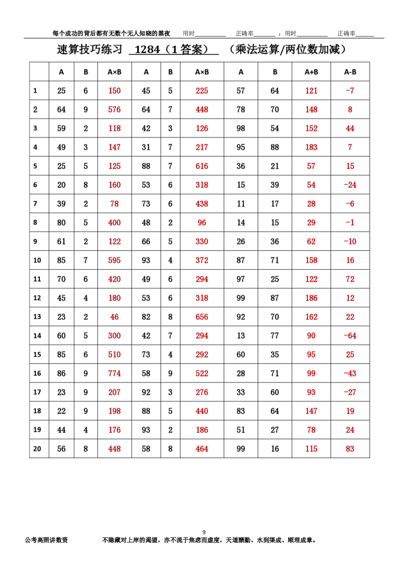 新速算1283-1292（答案版）_2026考公资料_超格合集_数资高照合集_速算高照抖音速算直播课_速算每日打卡题