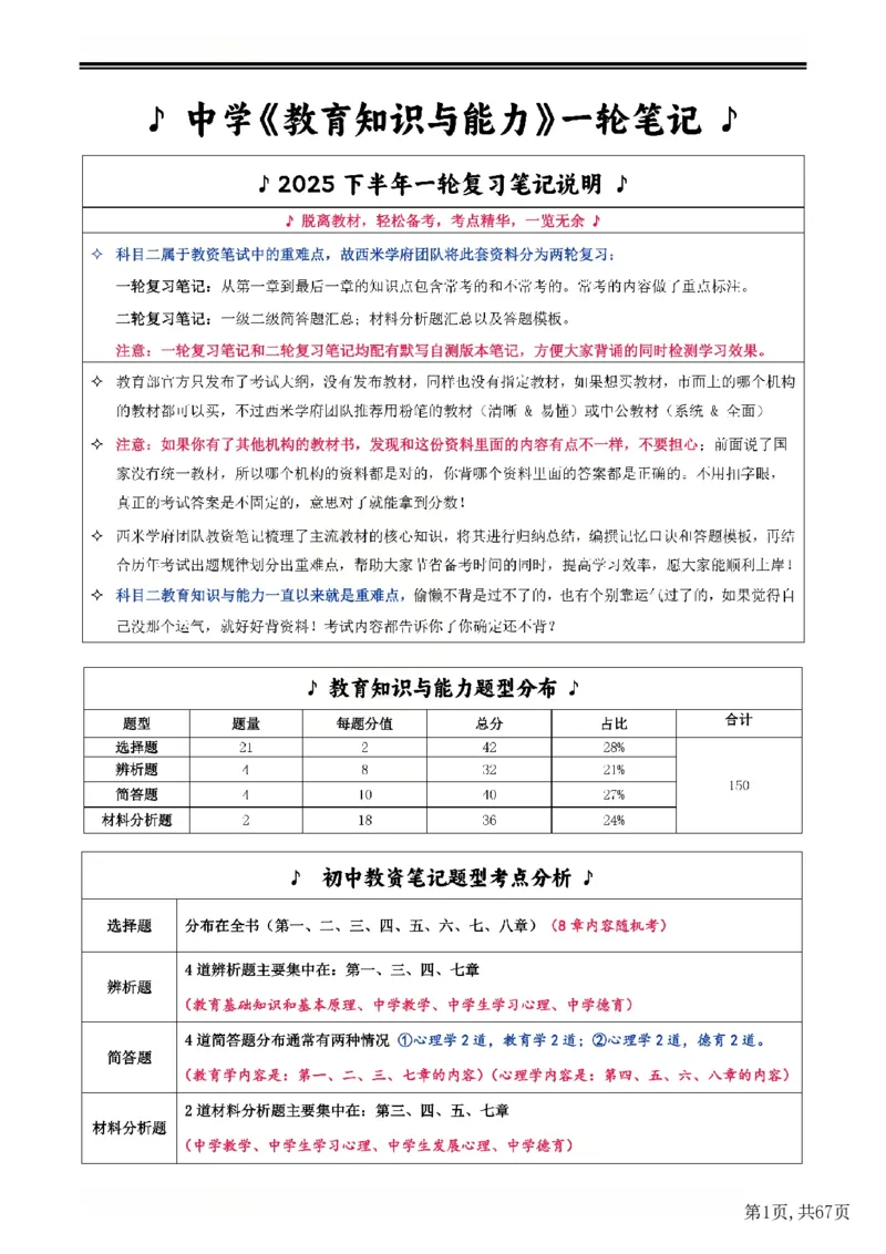 25下中学-教育知识与能力一轮笔记(已优化)_教资_初高中2026教资_26上资料（持续更新）_01重点笔记（可平替教材建议打印）_25下的一二轮重点笔记