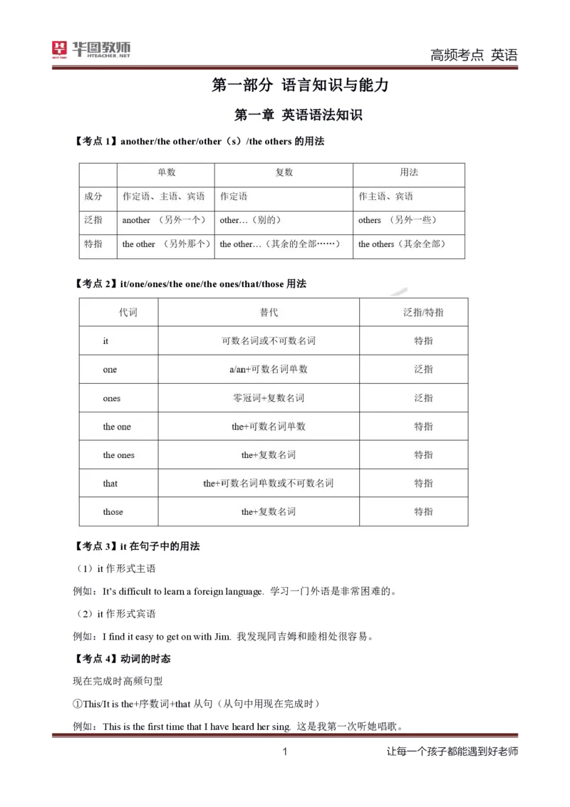 中学英语高频考点_教资_33教资笔试历年真题汇总（科一+科二+科三）_科三真题_02高中科三各科电子资料包合集_英语（资料文档）_高中英语_03高频考点及笔记