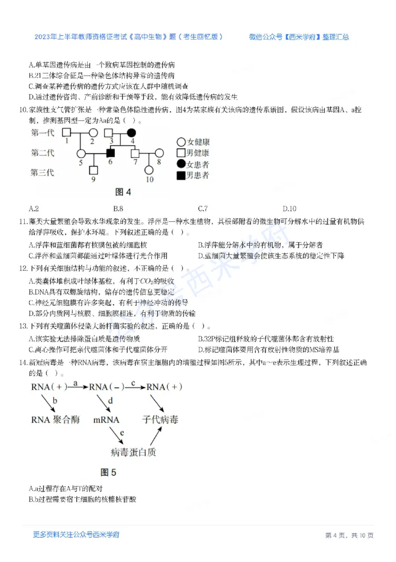 23年上-高中生物-教师资格证笔试真题_教资_25下资料合集二_25下最新科三知识点汇编+思维导图-高中_09.生物_02.历年真题