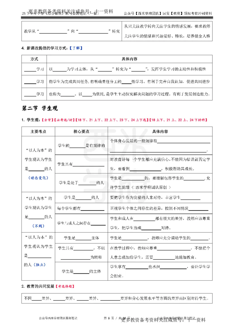 25下中学-综合素质-一轮默写自测笔记_教资_初高中2026教资_26上资料（持续更新）_06补充资料_10默写本