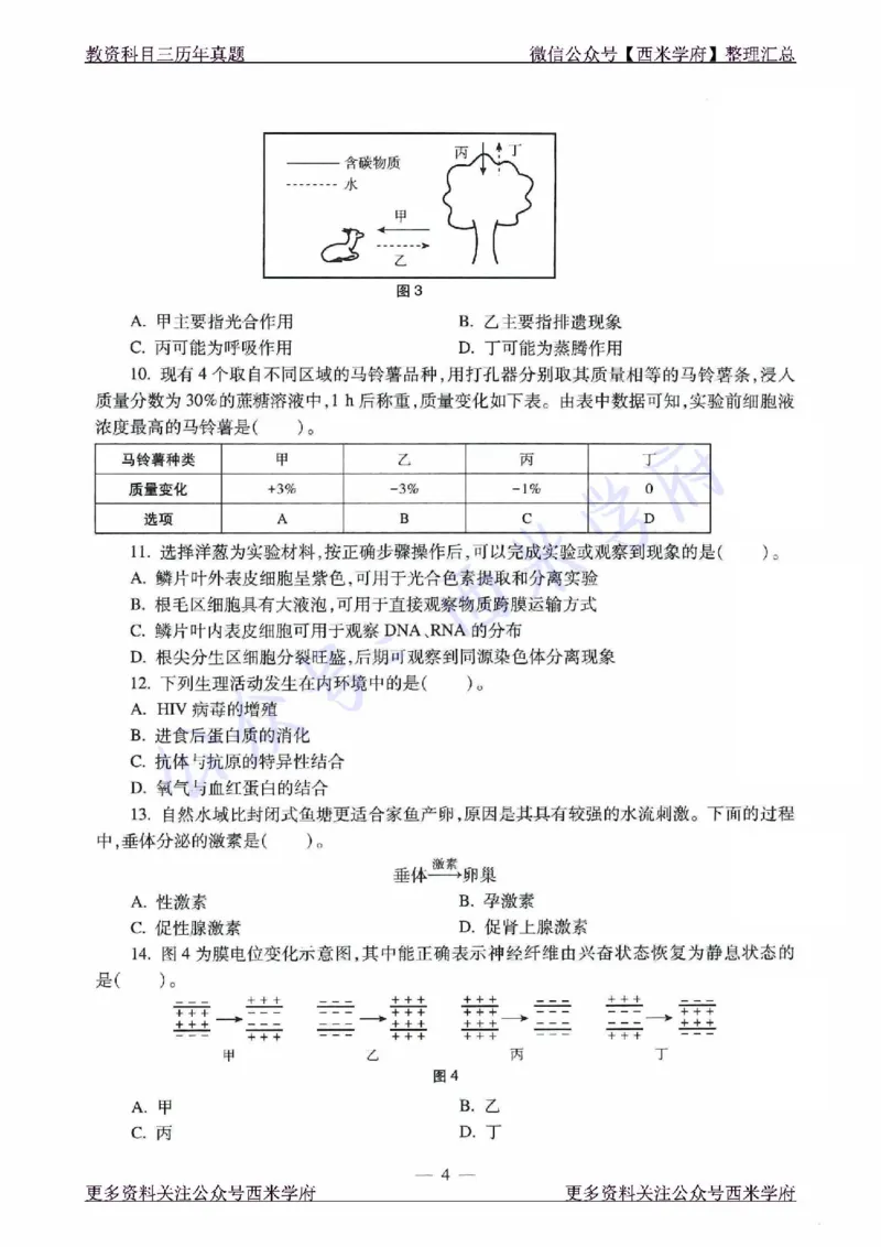 21年下-高中生物真题-题本_教资_25下资料合集二_25下最新科三知识点汇编+思维导图-高中_09.生物_02.历年真题