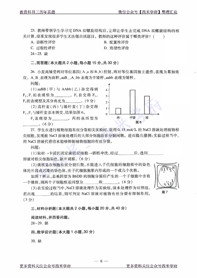 21年下-高中生物真题-题本_教资_25下资料合集二_25下最新科三知识点汇编+思维导图-高中_09.生物_02.历年真题