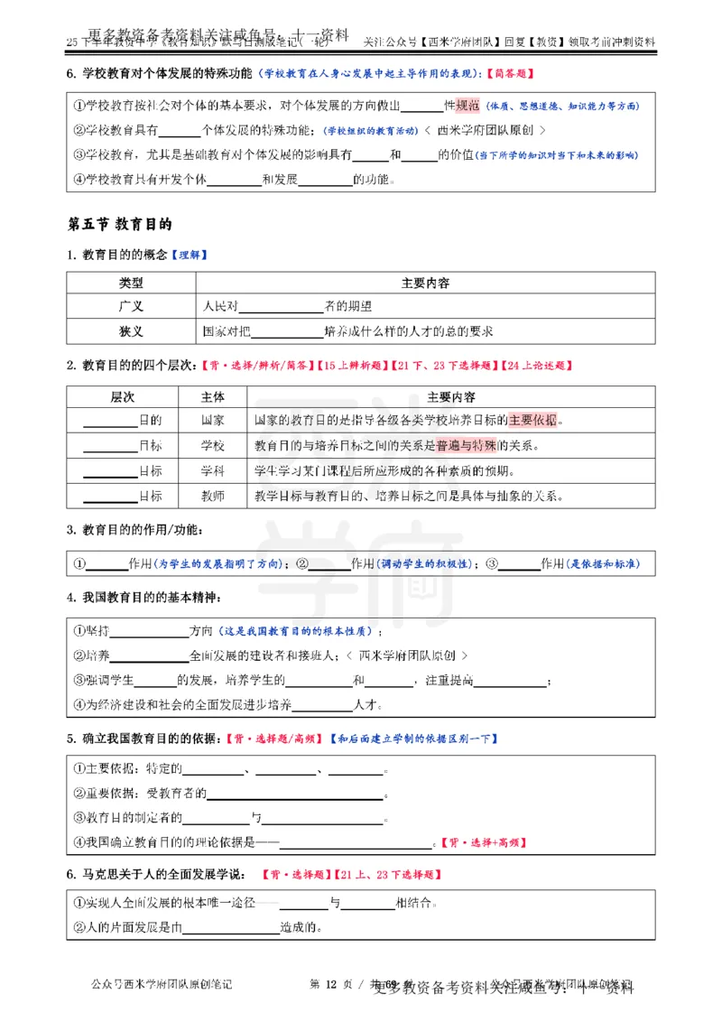25下中学-教育知识-一轮默写自测笔记_教资_初高中2026教资_26上资料（持续更新）_06补充资料_10默写本
