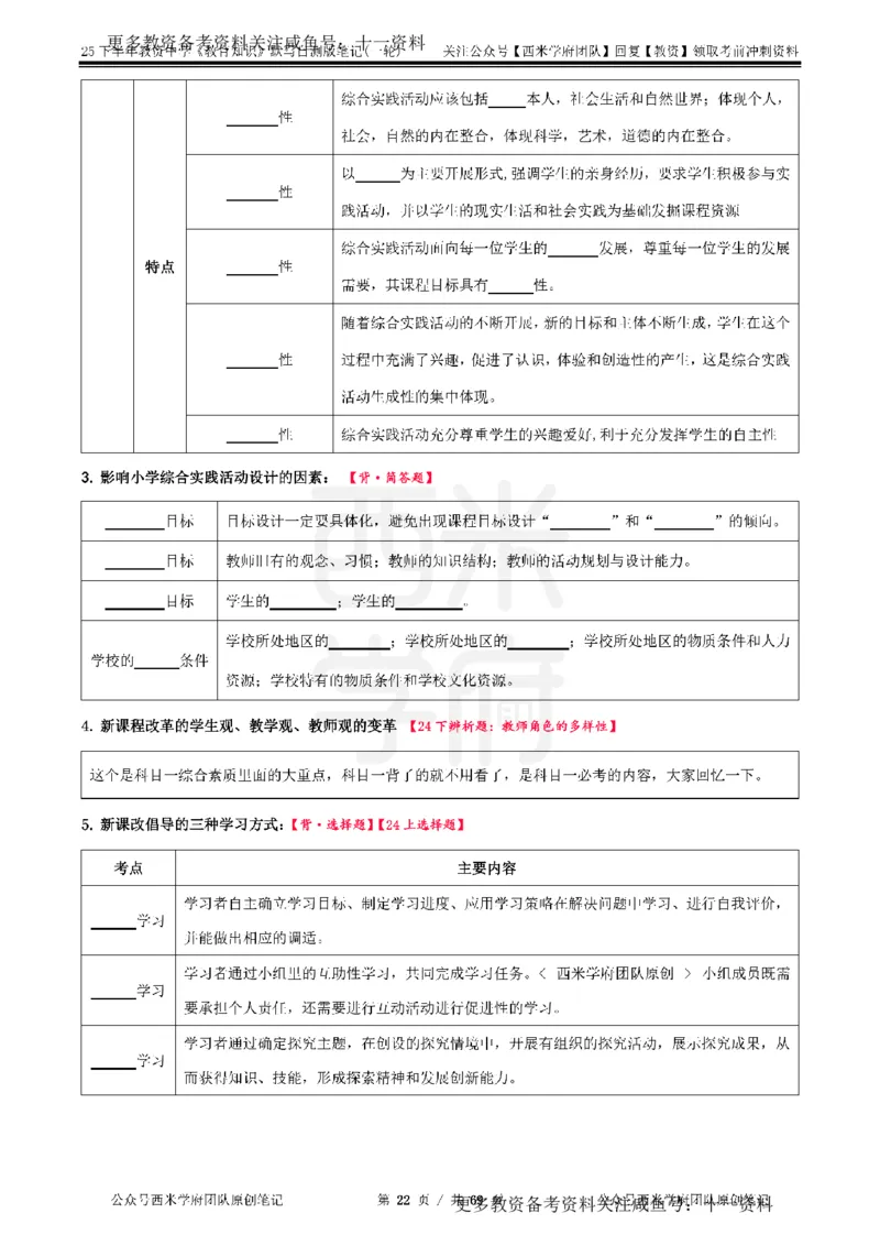 25下中学-教育知识-一轮默写自测笔记_教资_初高中2026教资_26上资料（持续更新）_06补充资料_10默写本