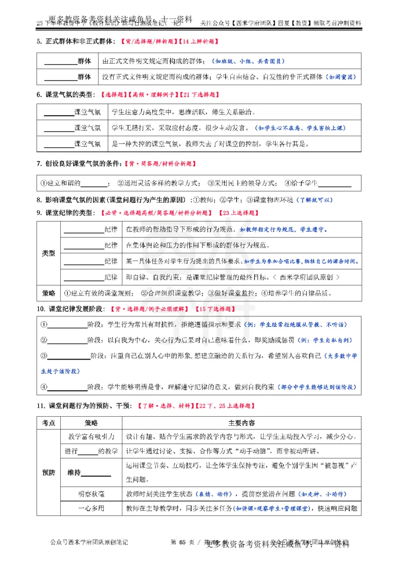25下中学-教育知识-一轮默写自测笔记_教资_初高中2026教资_26上资料（持续更新）_06补充资料_10默写本