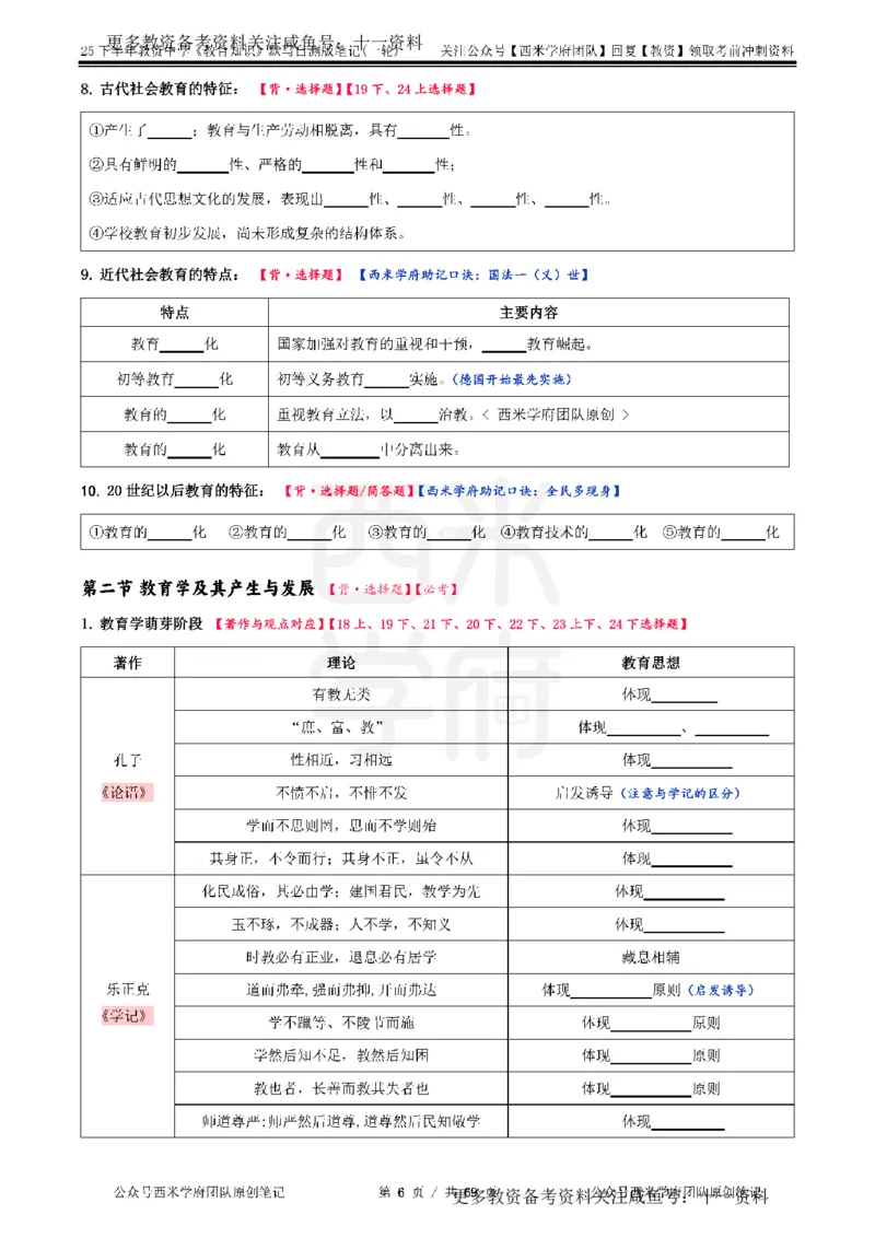 25下中学-教育知识-一轮默写自测笔记_教资_初高中2026教资_26上资料（持续更新）_06补充资料_10默写本