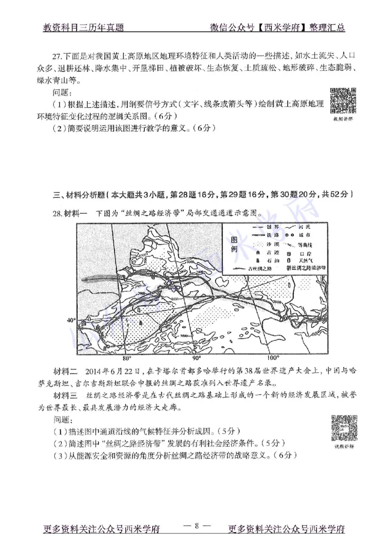 15年下-高中地理-真题及答案解析_教资_25下资料合集二_25下最新科三知识点汇编+思维导图-高中_13.地理_02.历年真题
