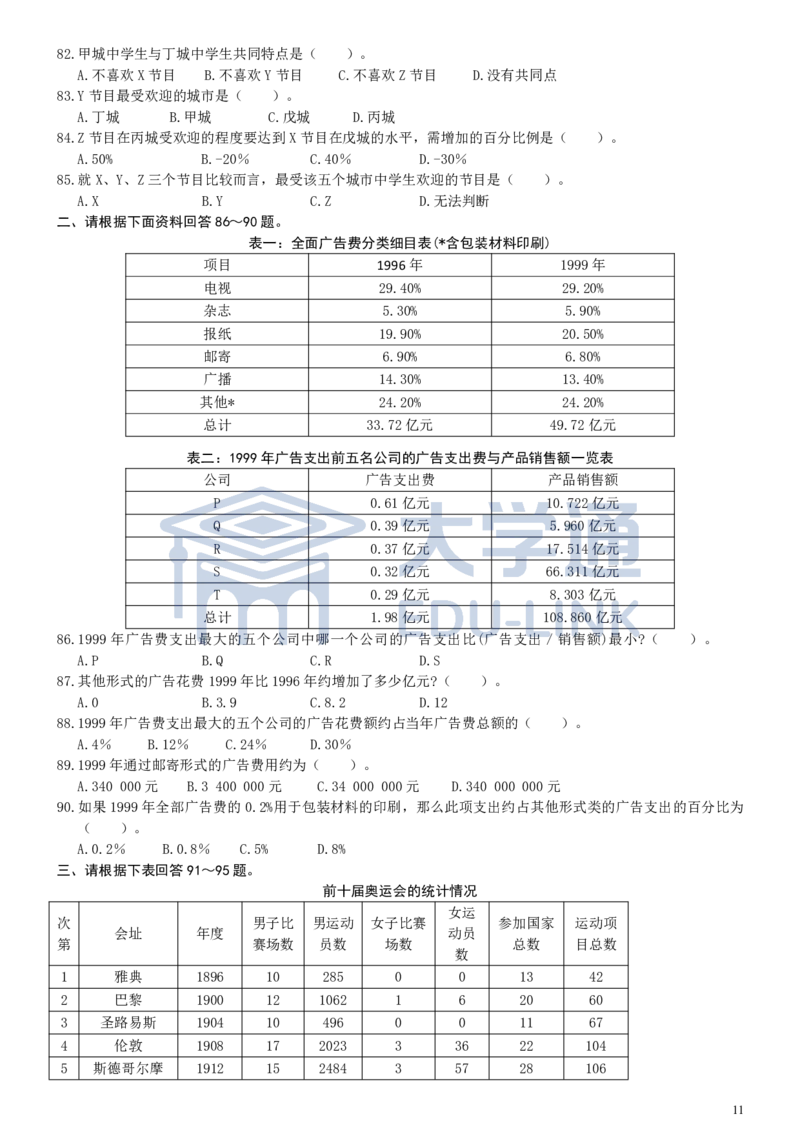 2000年国家公务员考试《行测》真题_2000-2025国考行测PDF