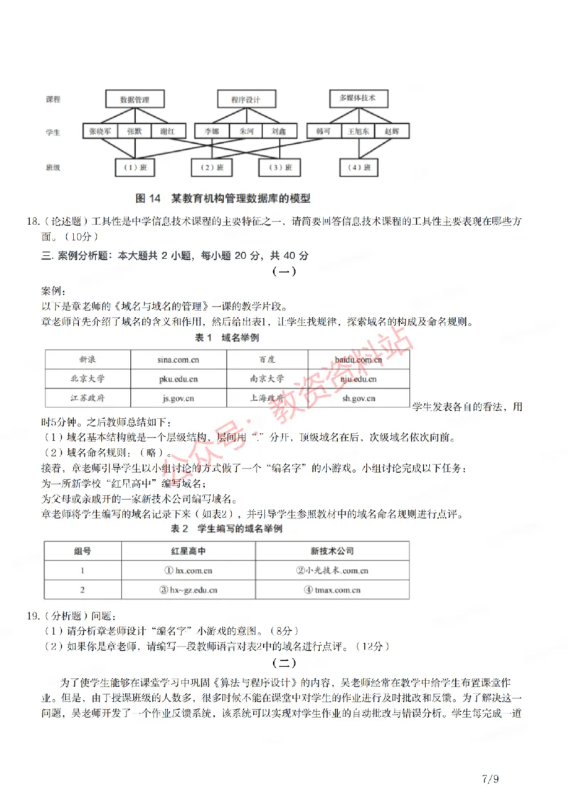 2017年下半年高中《信息技术》教师资格证笔试真题及答案解析_教资_33教资笔试历年真题汇总（科一+科二+科三）_科三真题_02高中科三各科电子资料包合集_信息（资料文档）