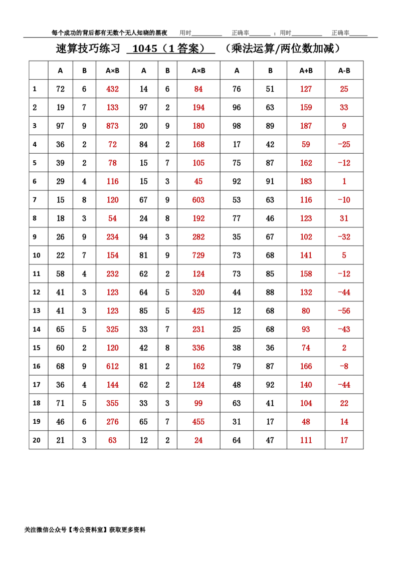 新速算1043-1052（答案版）_2026考公资料_（06）高照_速算高照抖音速算直播课_速算每日打卡题