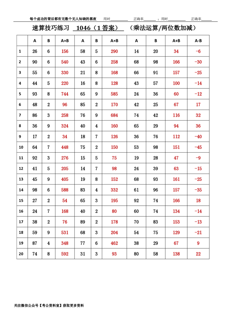新速算1043-1052（答案版）_2026考公资料_（06）高照_速算高照抖音速算直播课_速算每日打卡题