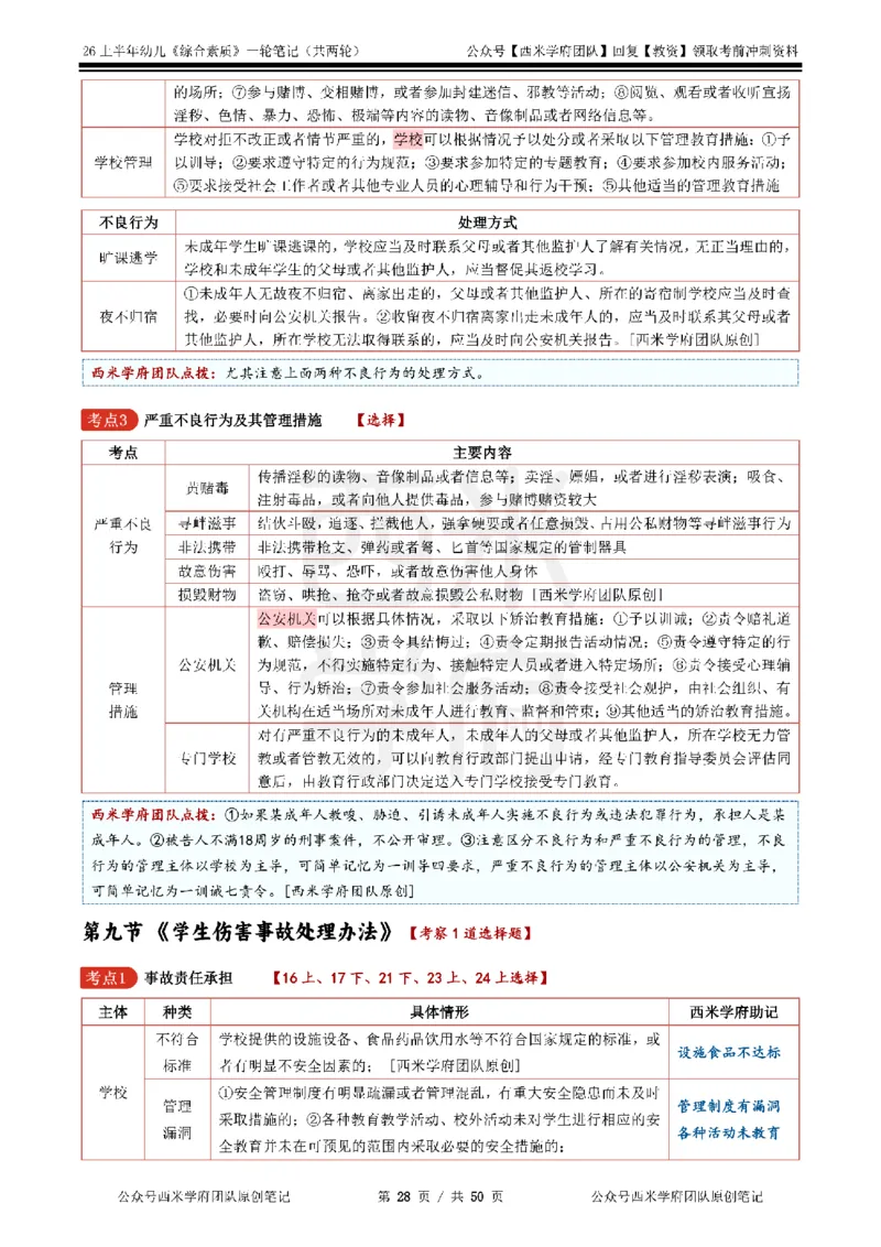 26上幼儿园《综合素质》一轮笔记_教资_26上西米学府一轮重点笔记（幼儿科一）